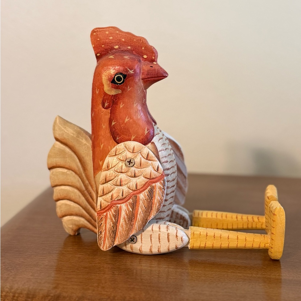 Vintage Handcrafted Wooden Rooster Shelf Sitter - Picture 4 of 4